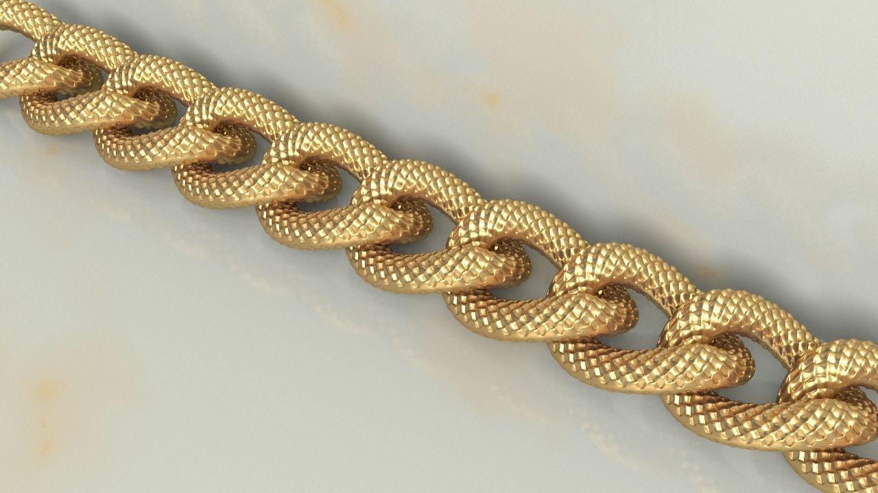 Dragon Pattern Cuban Chain Link Necklace 3D print model_2