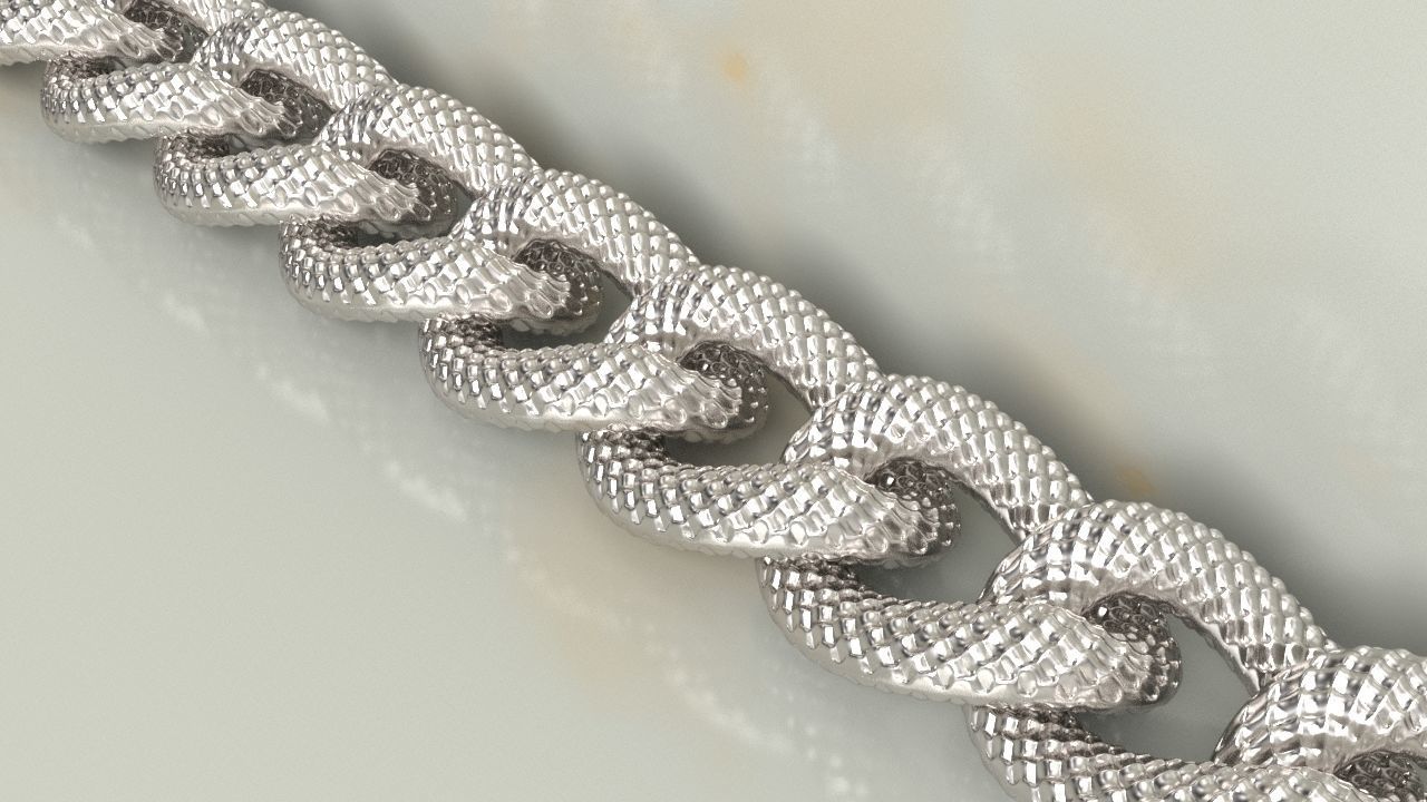Dragon Pattern Cuban Chain Link Necklace 3D print model_5