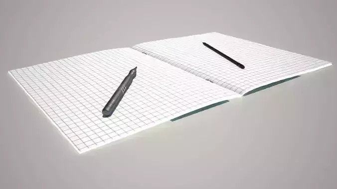 Notepad notebook with two pencils Free 3D model