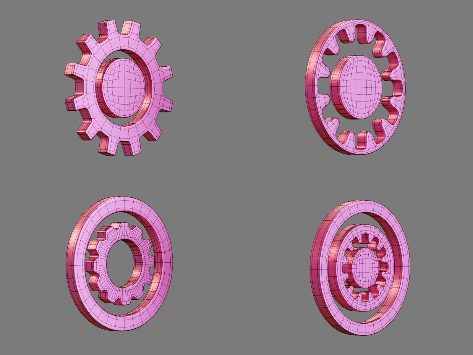 Gearwheel Icon Pack Base Mesh Subdivision Ready for Film Low-poly 3D model_3