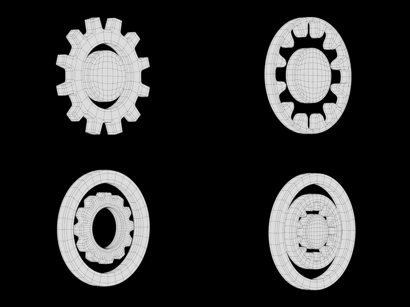 Gearwheel Icon Pack Base Mesh Subdivision Ready for Film Low-poly 3D model_6