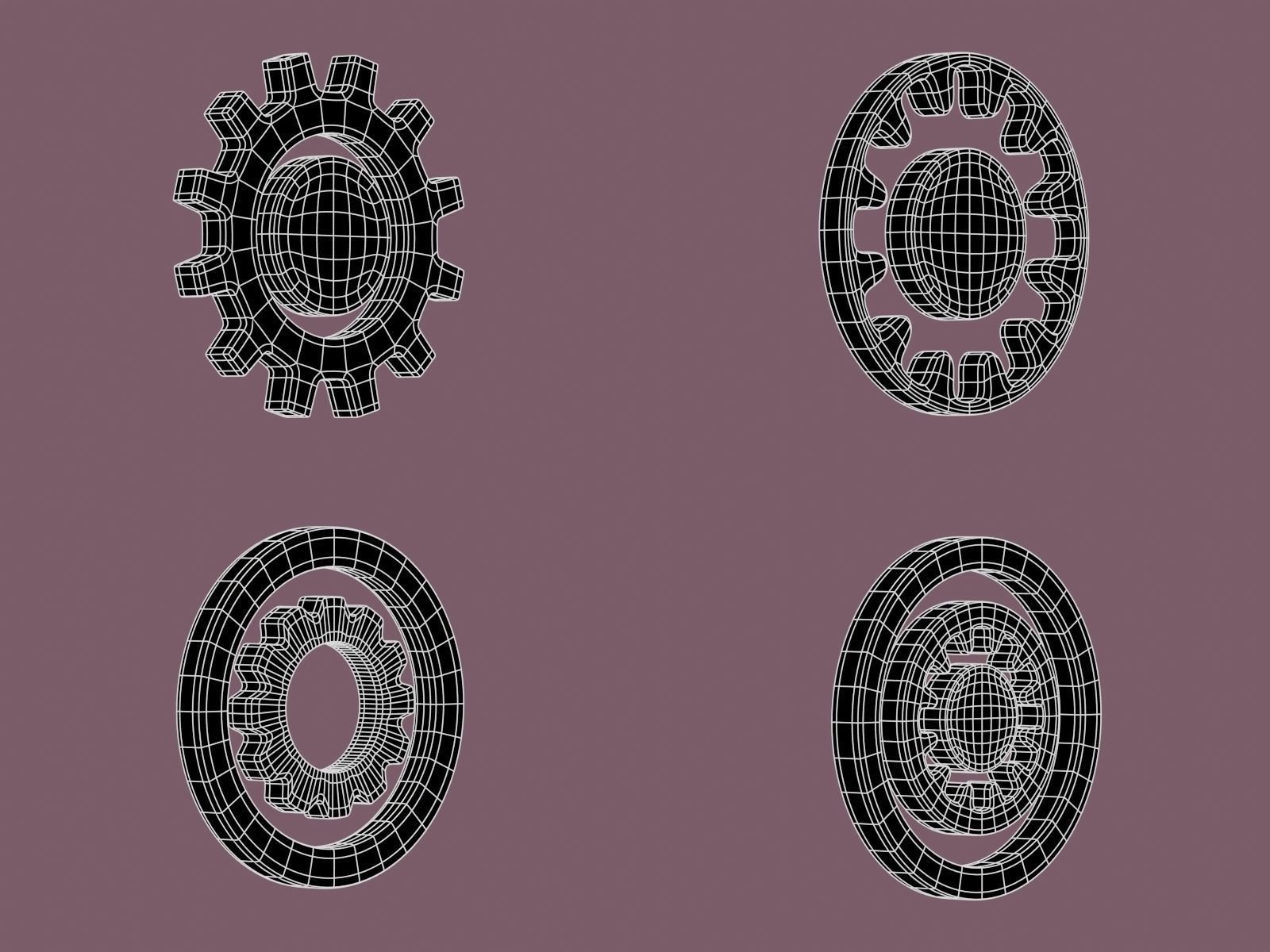 Gearwheel Icon Pack Base Mesh Subdivision Ready for Film Low-poly 3D model_5