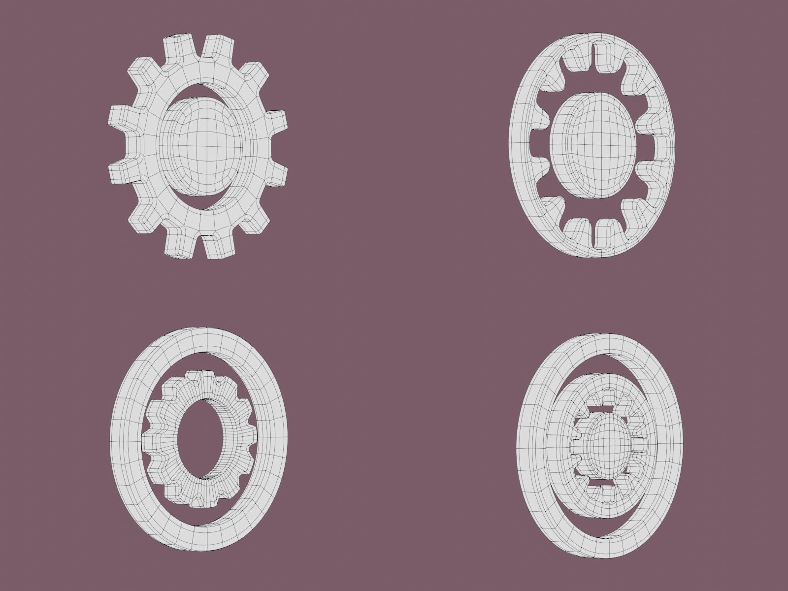 Gearwheel Icon Pack Base Mesh Subdivision Ready for Film Low-poly 3D model_4
