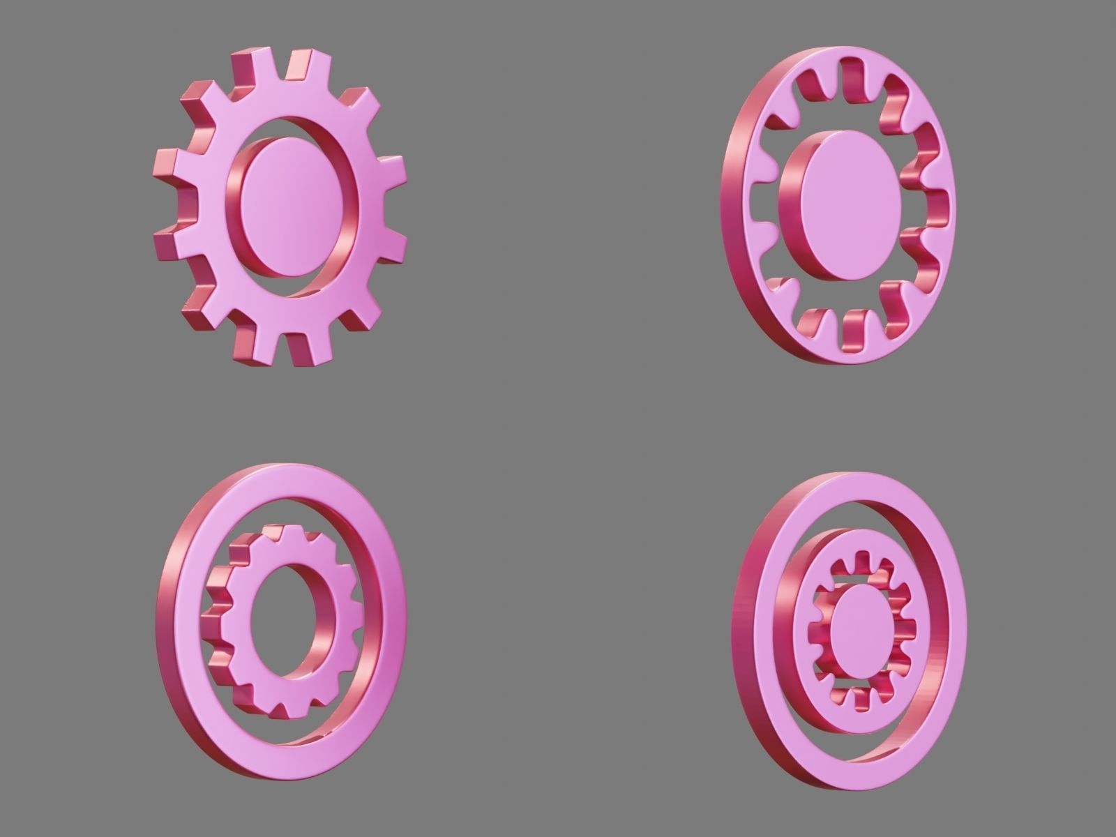 Gearwheel Icon Pack Base Mesh Subdivision Ready for Film Low-poly 3D model_1