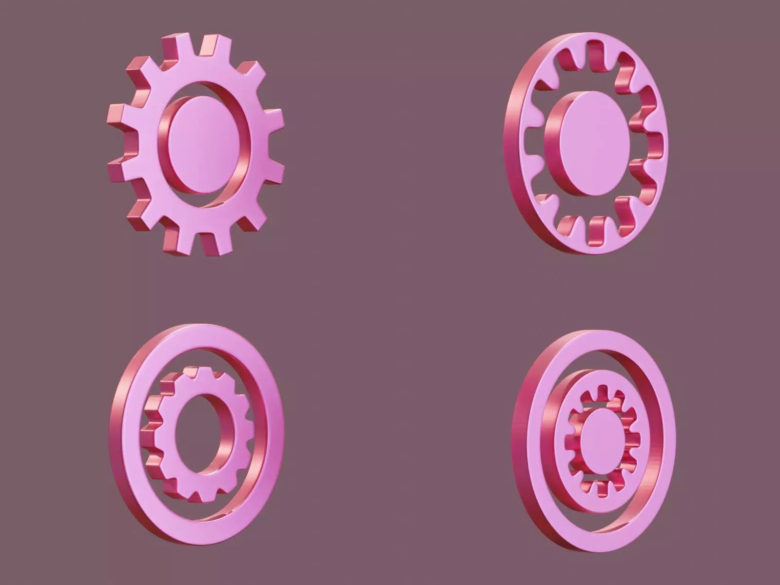 Gearwheel Icon Pack Base Mesh Subdivision Ready for Film Low-poly 3D model_0