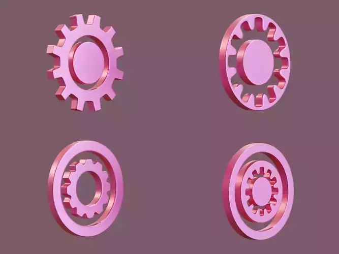 Gearwheel Icon Pack Base Mesh Subdivision Ready for Film