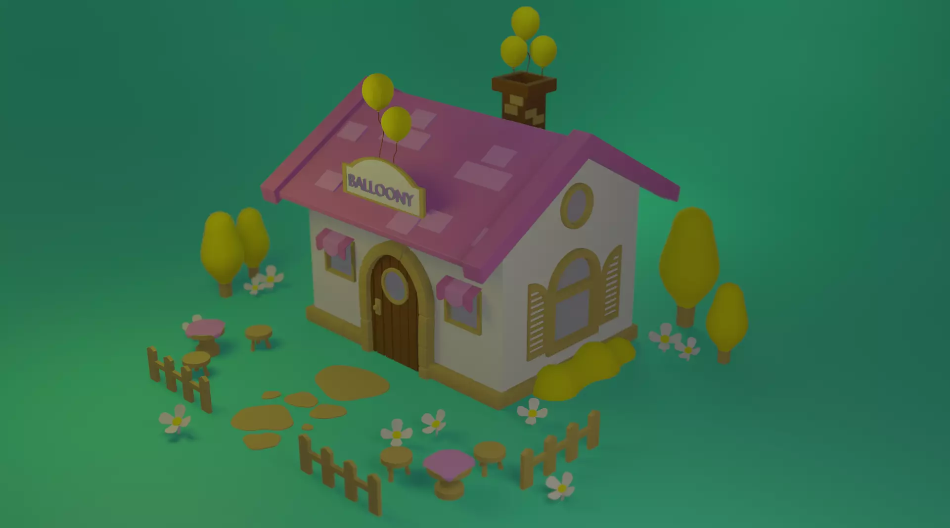 house with trees and flowers Free 3D print model