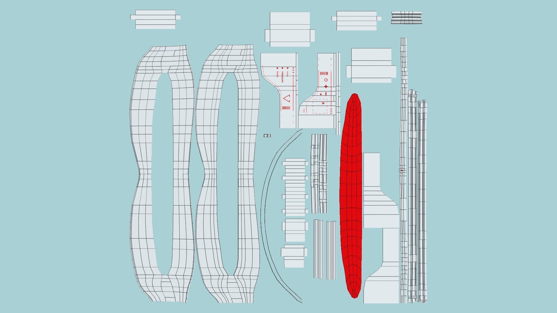 SciFi Glasses I02 White Red - Character Design Fashion Low-poly 3D model_5