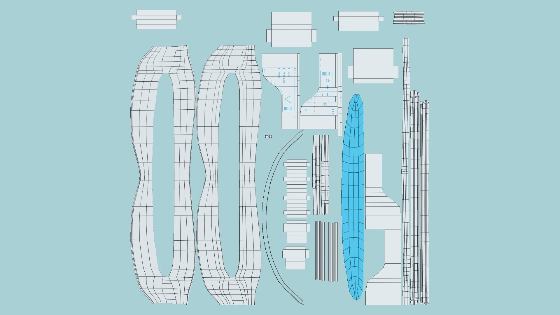 SciFi Glasses I03 White Blue - Character Design Fashion Low-poly 3D model_5