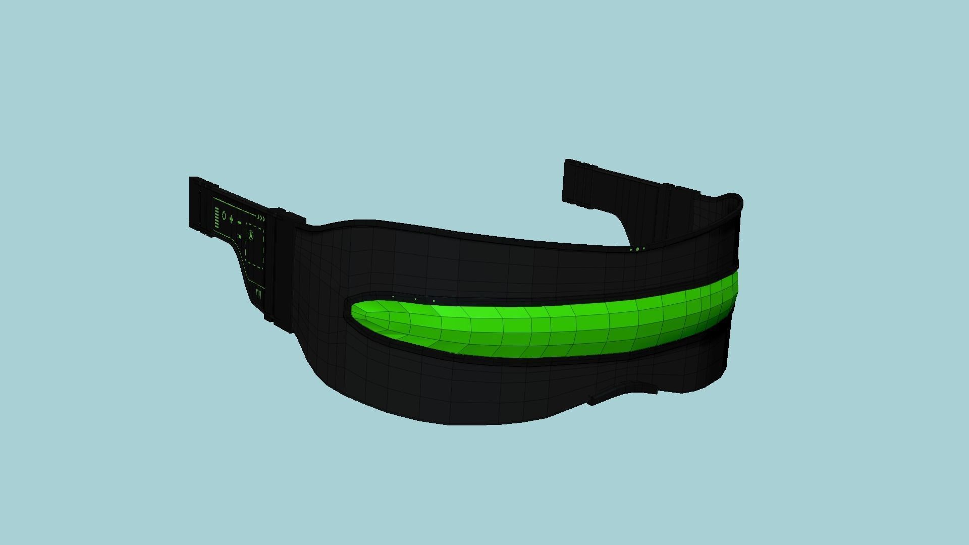 SciFi Glasses I05 Black Green - Character Design Fashion Low-poly 3D model_6