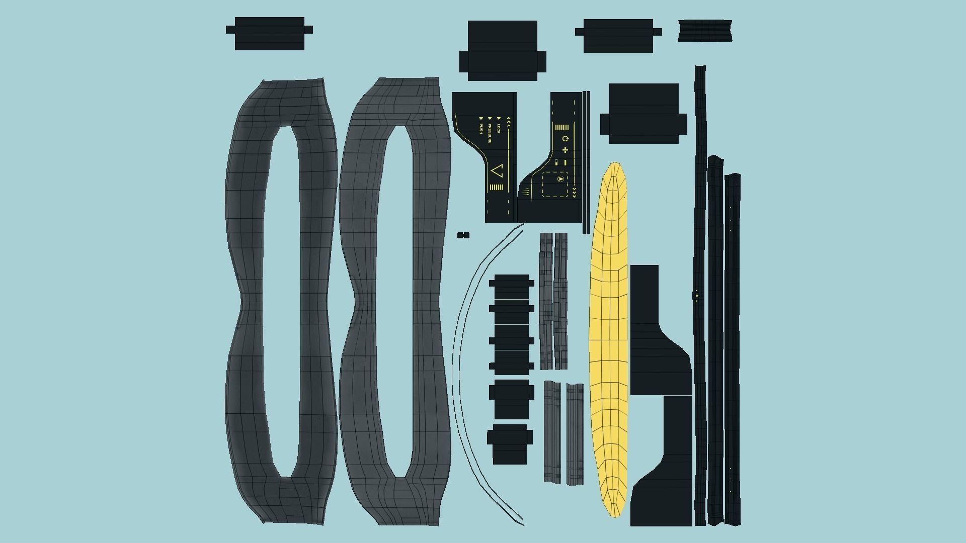 SciFi Glasses I06 Black Gold - Character Design Fashion Low-poly 3D model_5