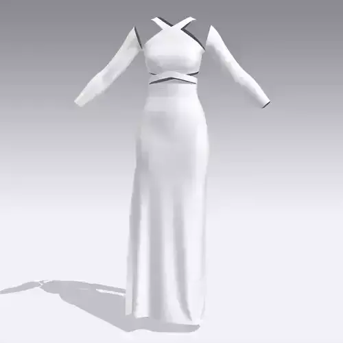 DRESS HALTER SHAPE NECKLINE WHITE LOOK MODERN