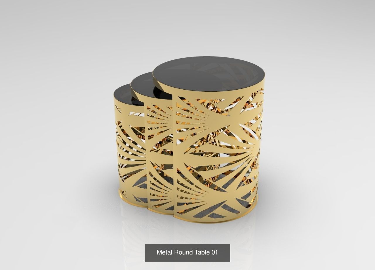 Metal Round Tables 3D Model Collection_1