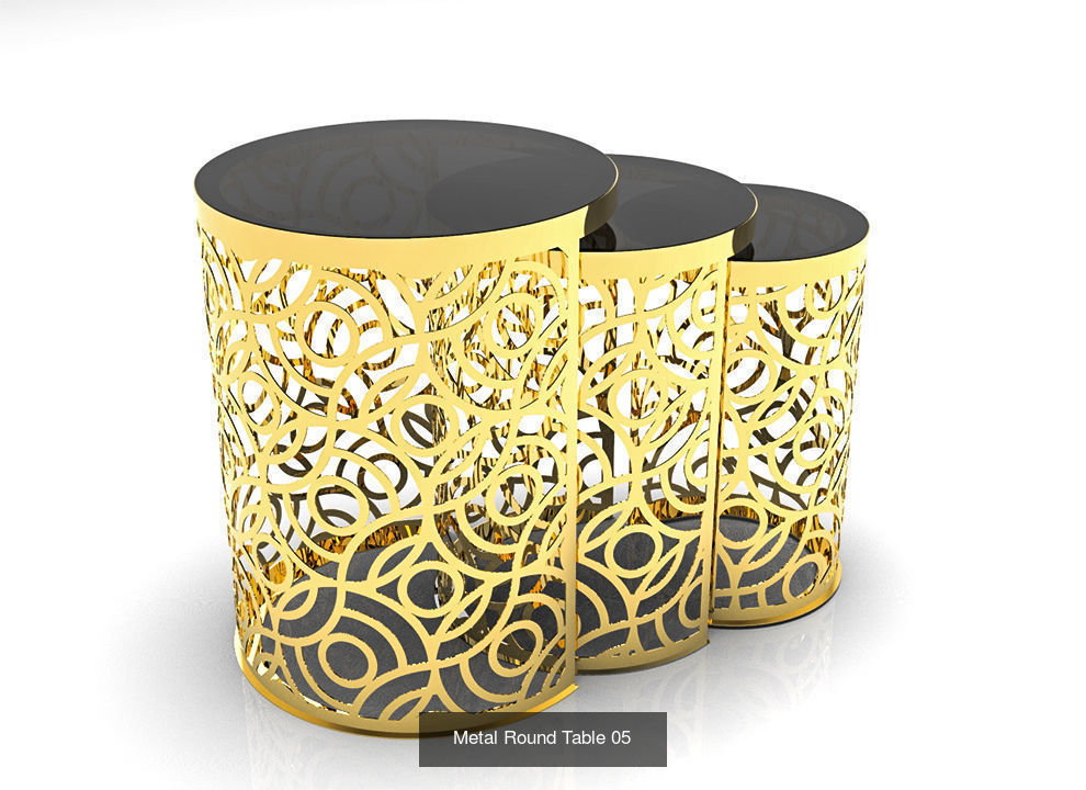 Metal Round Tables 3D Model Collection_5