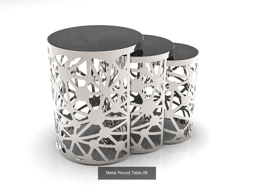 Metal Round Tables 3D Model Collection_6