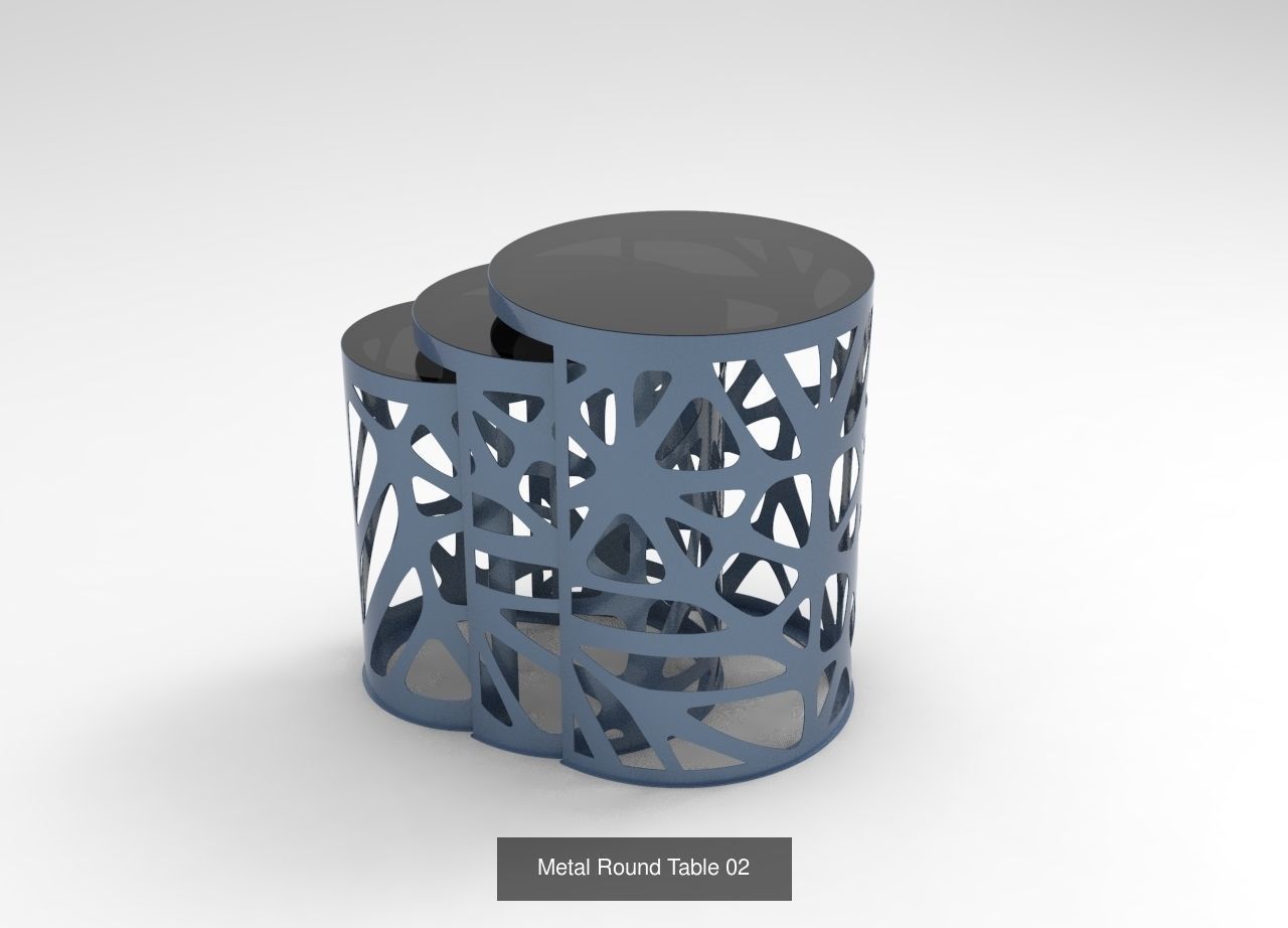 Metal Round Tables 3D Model Collection_2