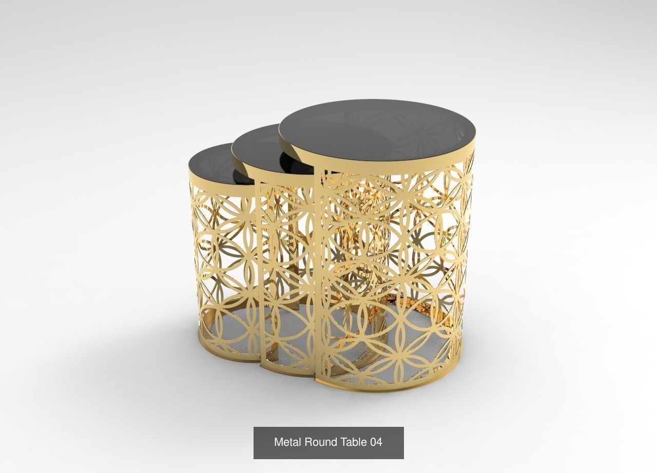 Metal Round Tables 3D Model Collection_4