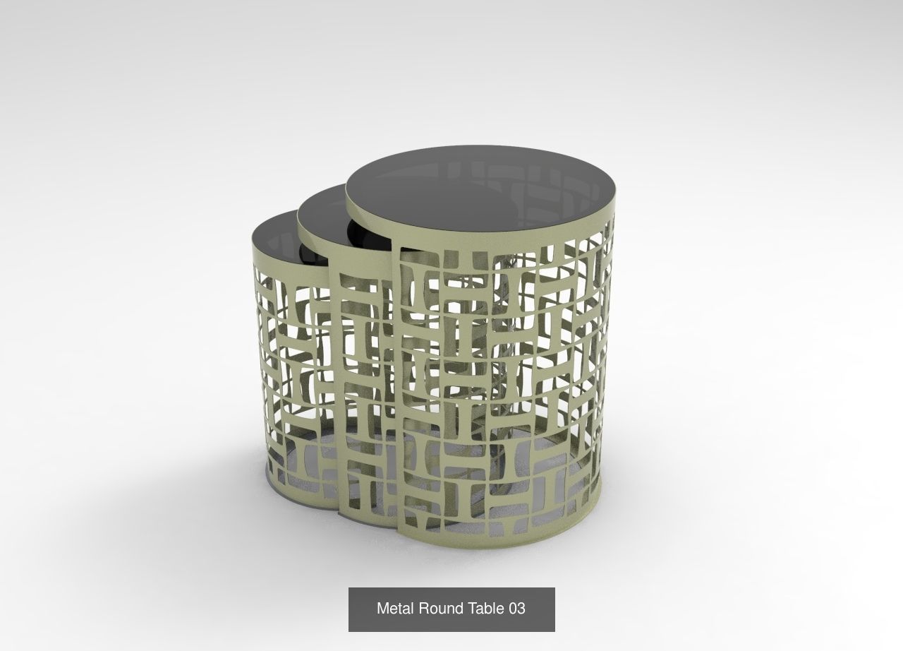 Metal Round Tables 3D Model Collection_3
