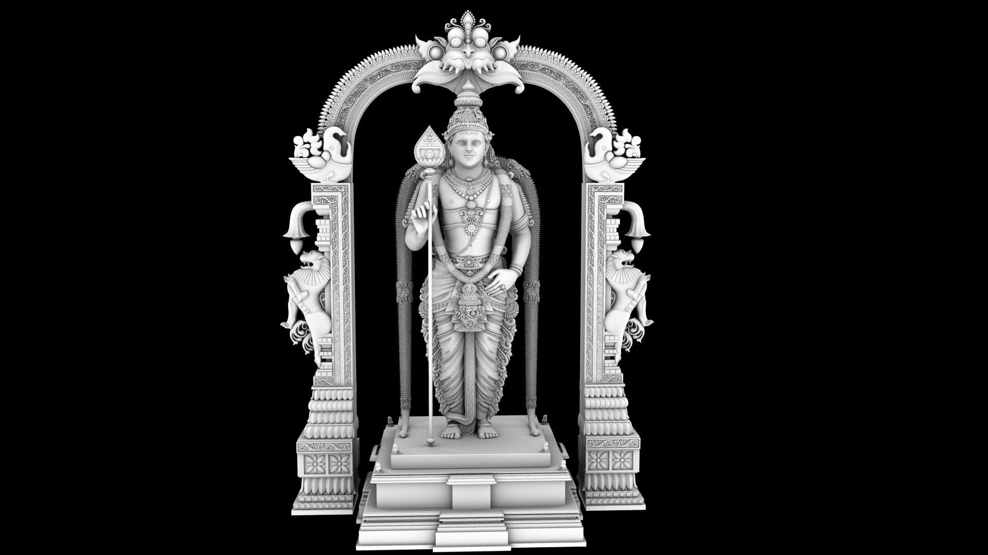 lord god murugan muruga statue  3D model_4
