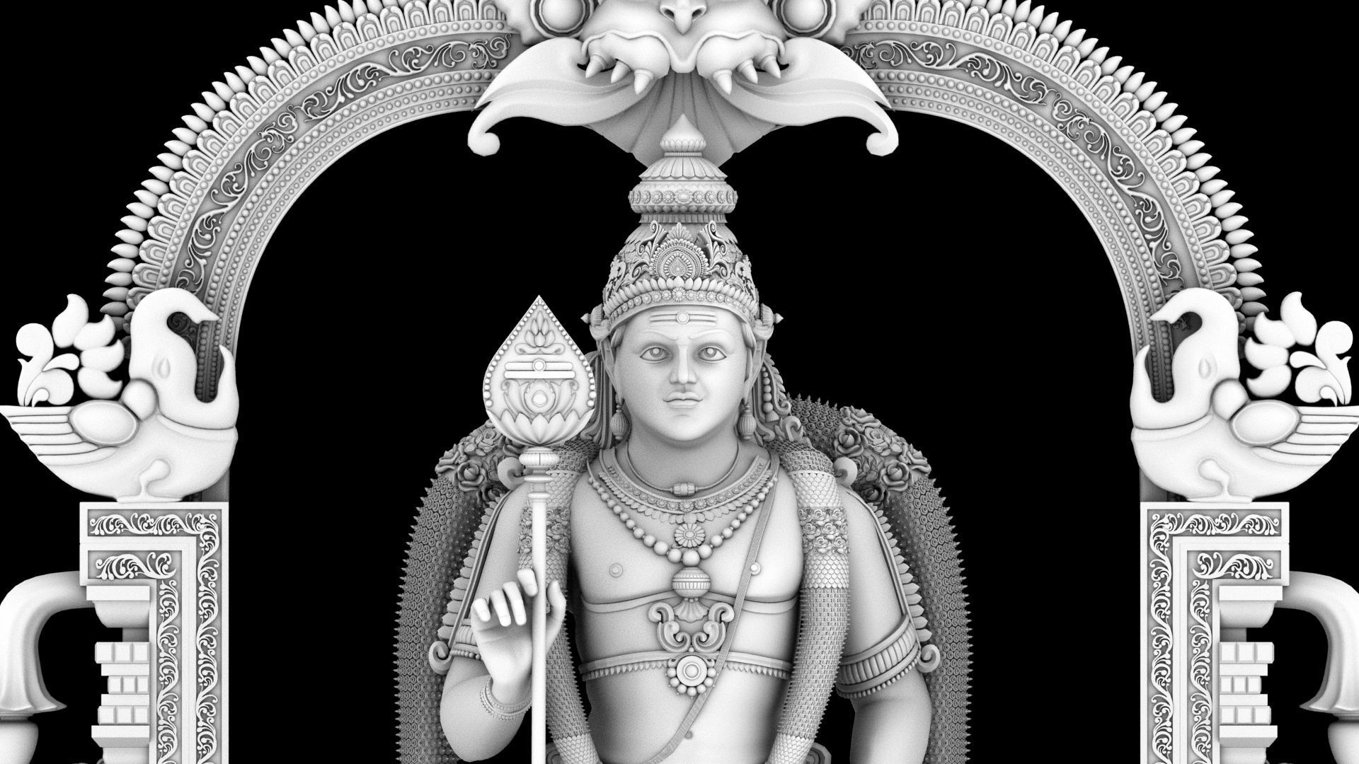 lord god murugan muruga statue  3D model_5
