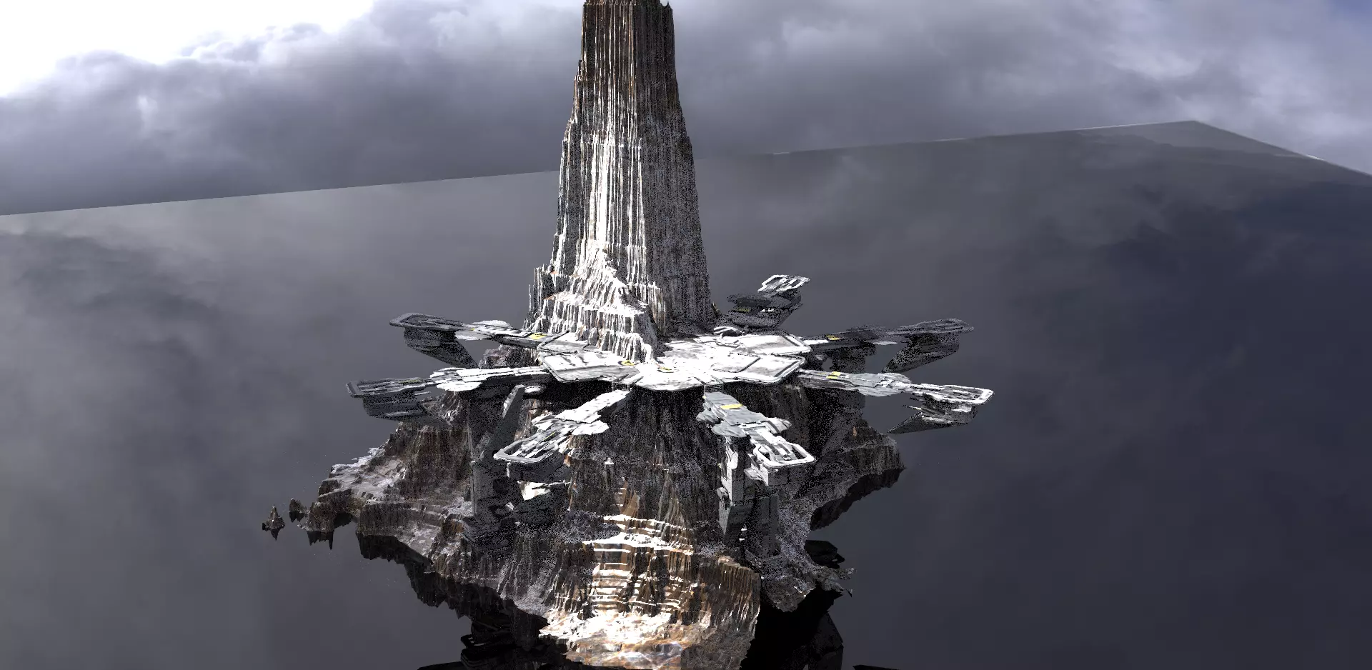 Sci-Fi Epic mountain Structure 3D model_0