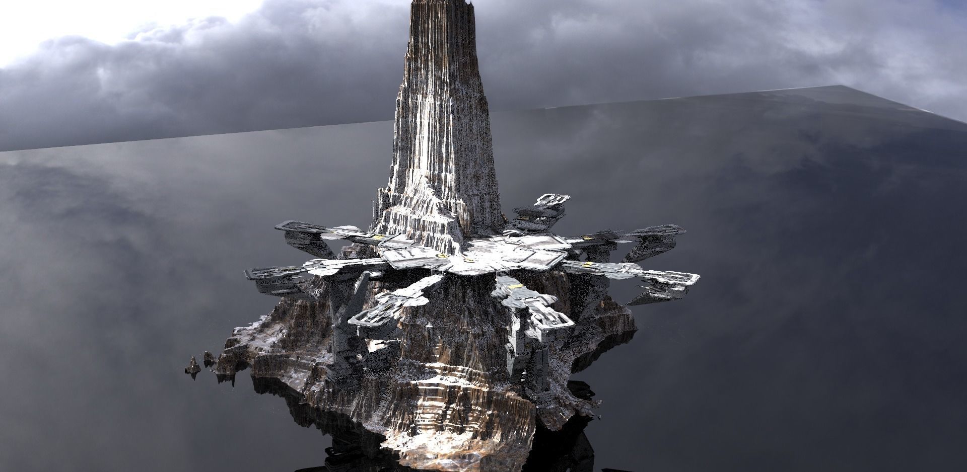 Sci-Fi Epic mountain Structure 3D model_1