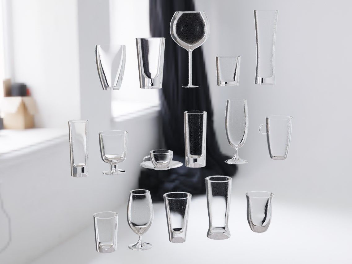 Glass set 16 models 3D model_7
