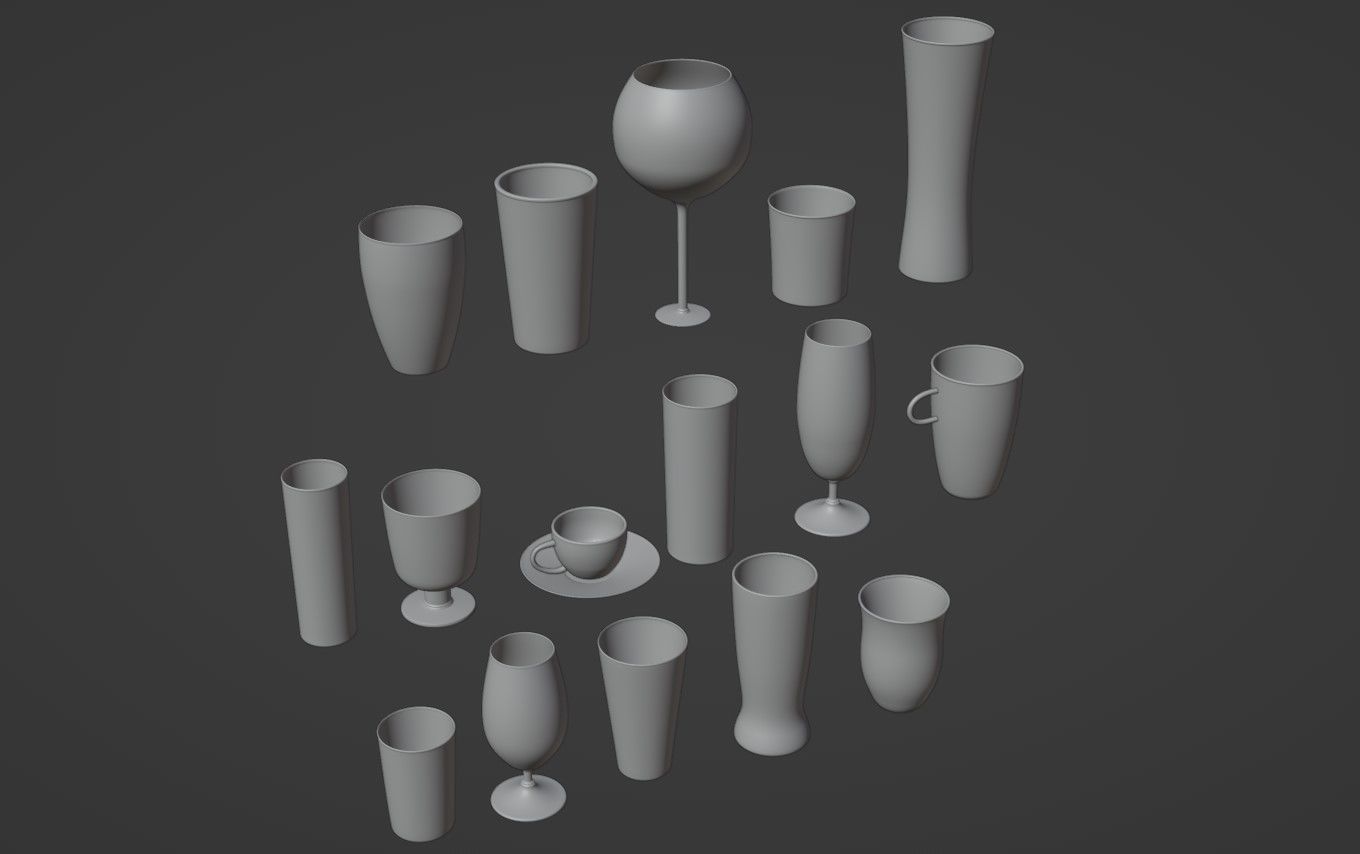 Glass set 16 models 3D model_9
