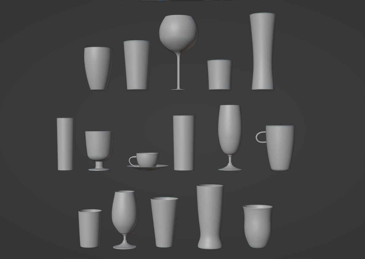 Glass set 16 models 3D model_2