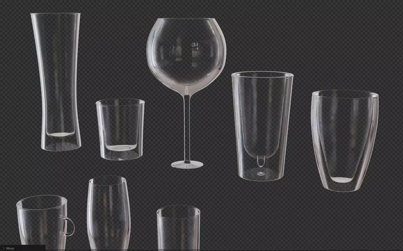 Glass set 16 models 3D model_0