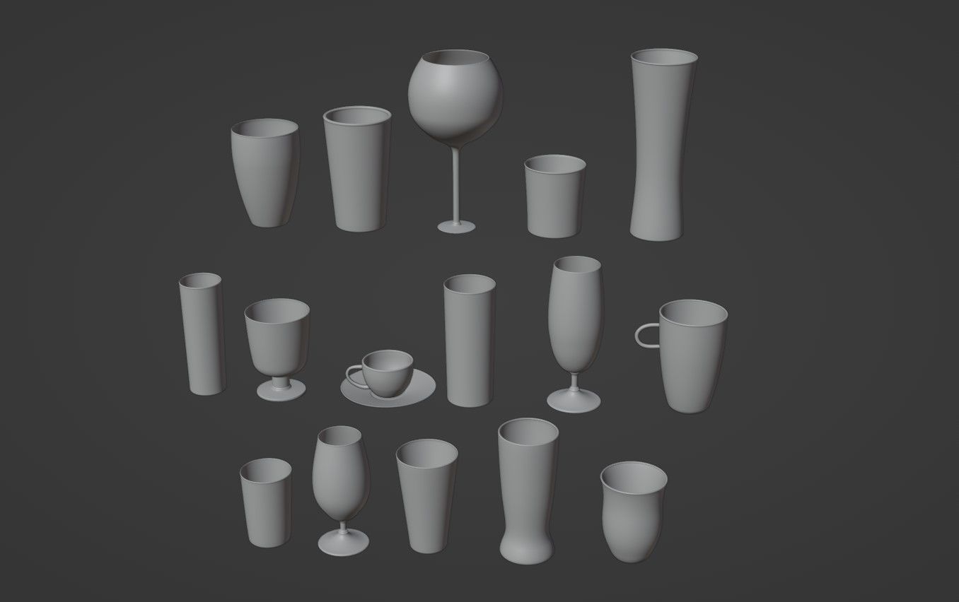 Glass set 16 models 3D model_8