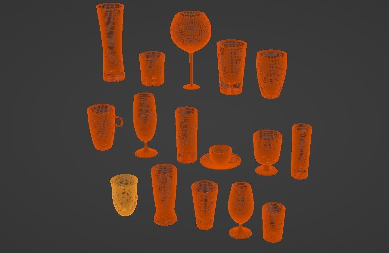 Glass set 16 models 3D model_5
