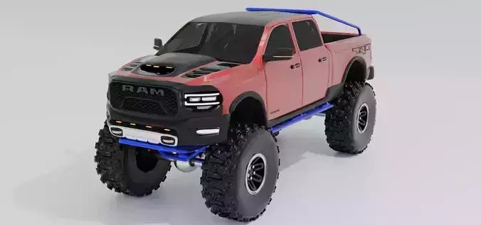 Dodge Ram Monster Truck Low-poly 3D model