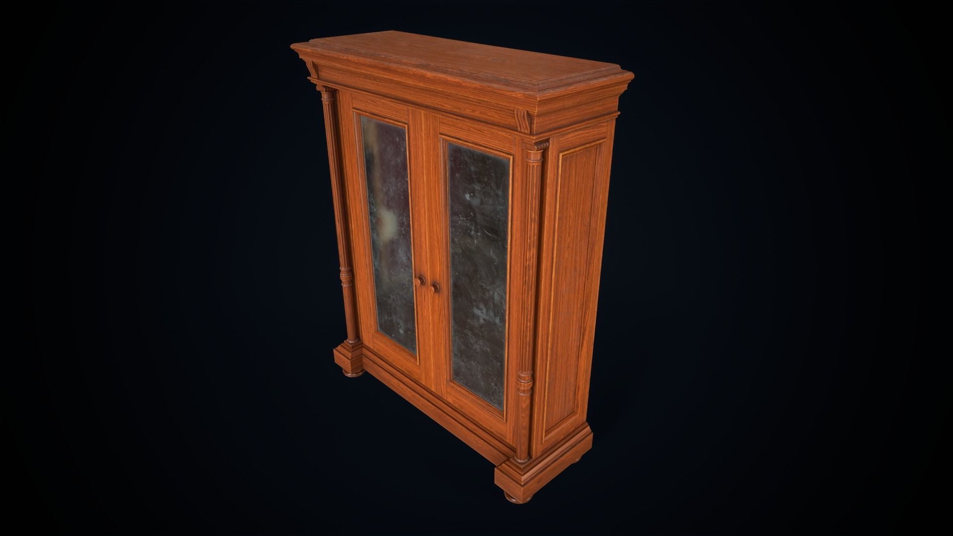 Vintage victorian wardrobe Low-poly 3D model_8