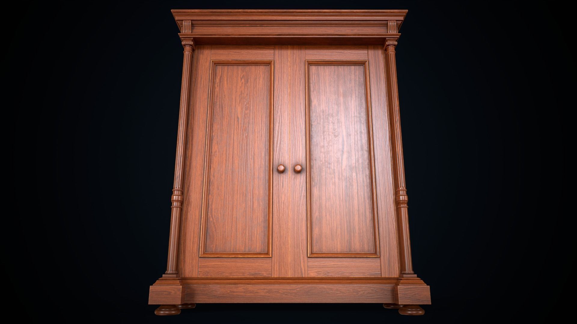 Vintage victorian wardrobe Low-poly 3D model_10