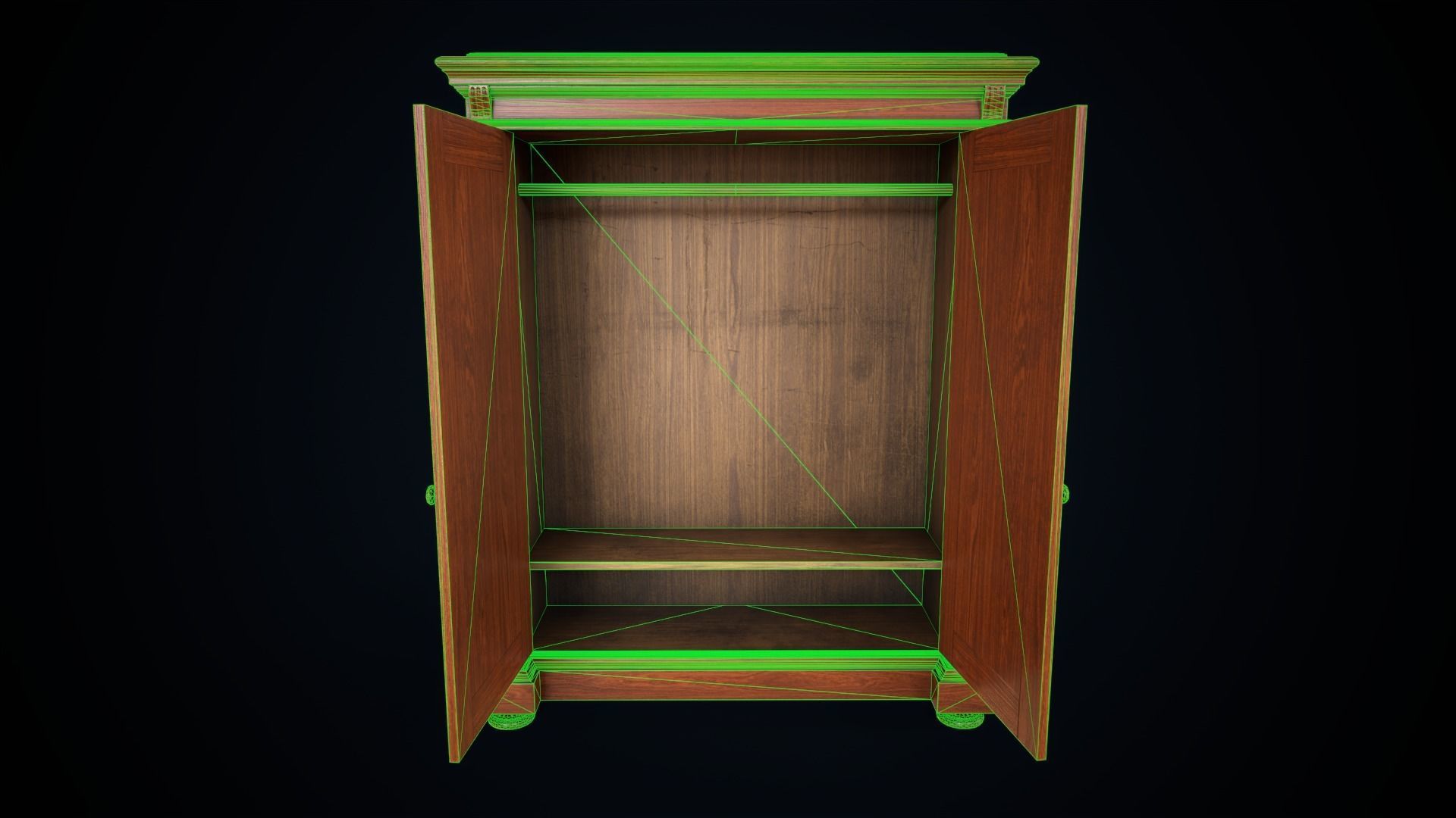 Vintage victorian wardrobe Low-poly 3D model_5