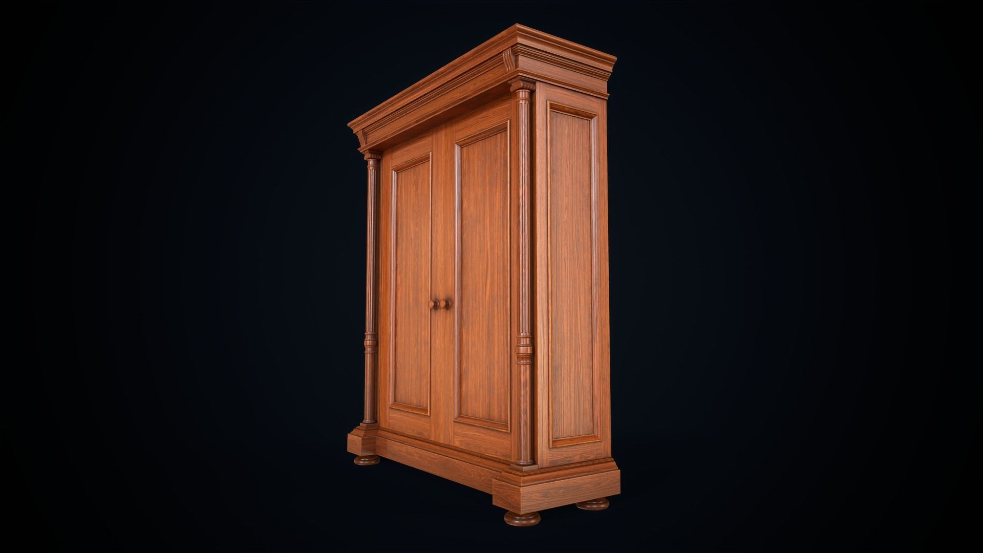 Vintage victorian wardrobe Low-poly 3D model_15
