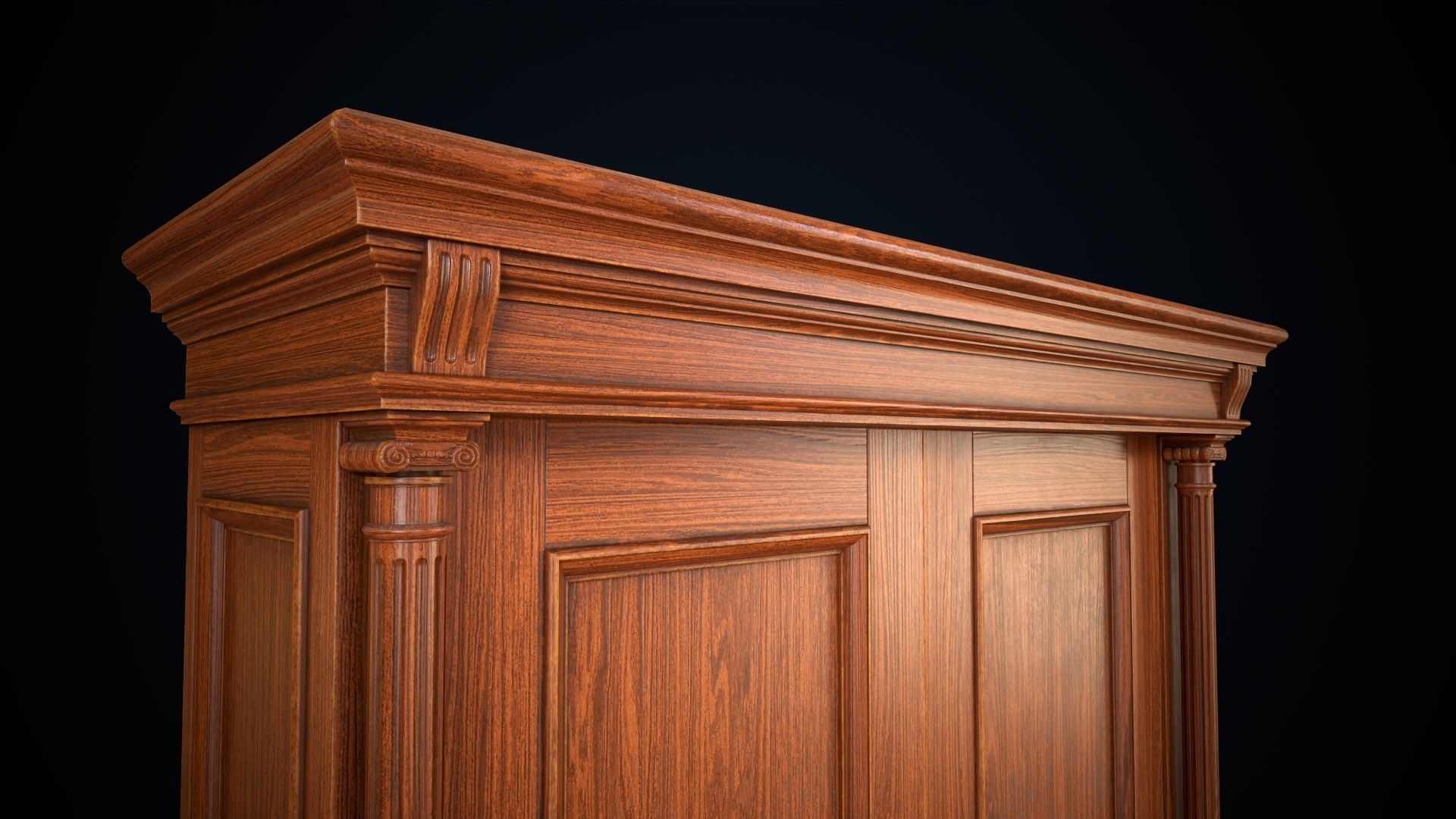 Vintage victorian wardrobe Low-poly 3D model_17