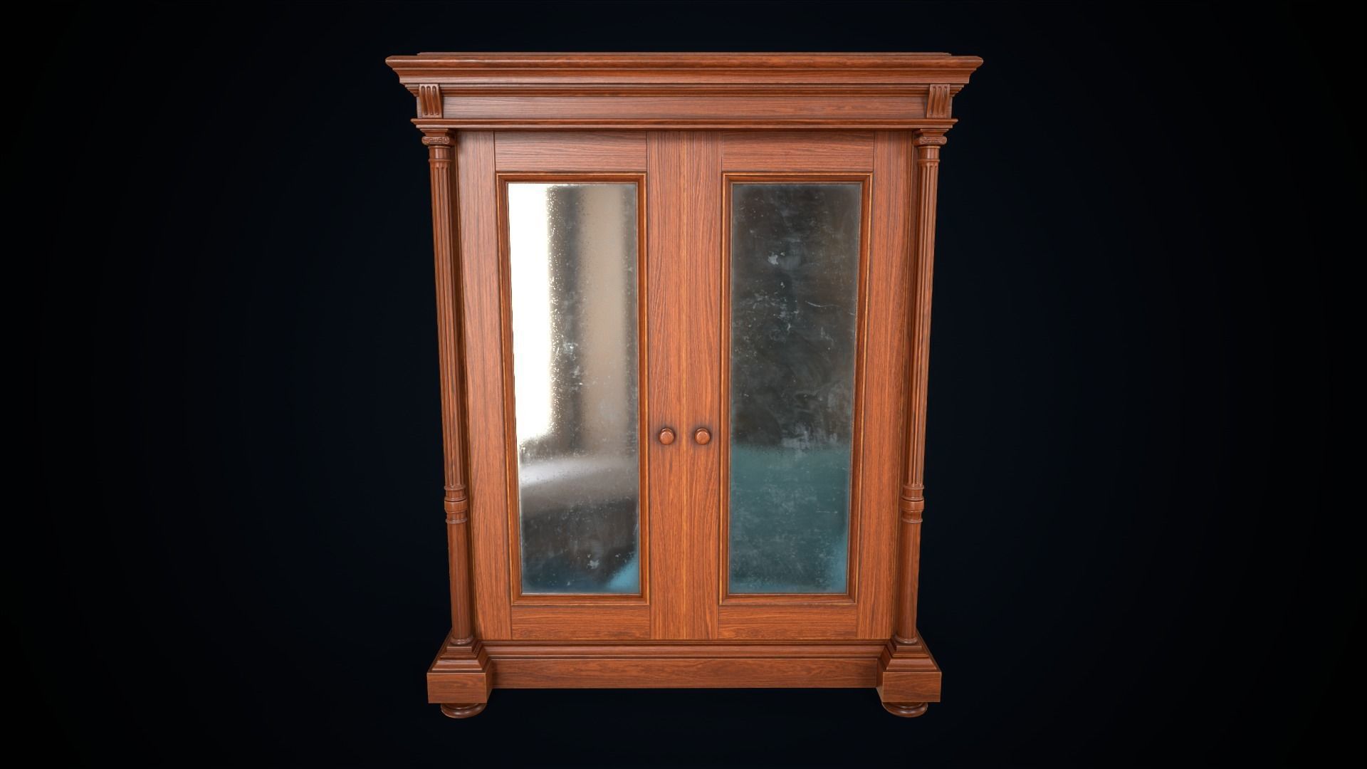 Vintage victorian wardrobe Low-poly 3D model_3