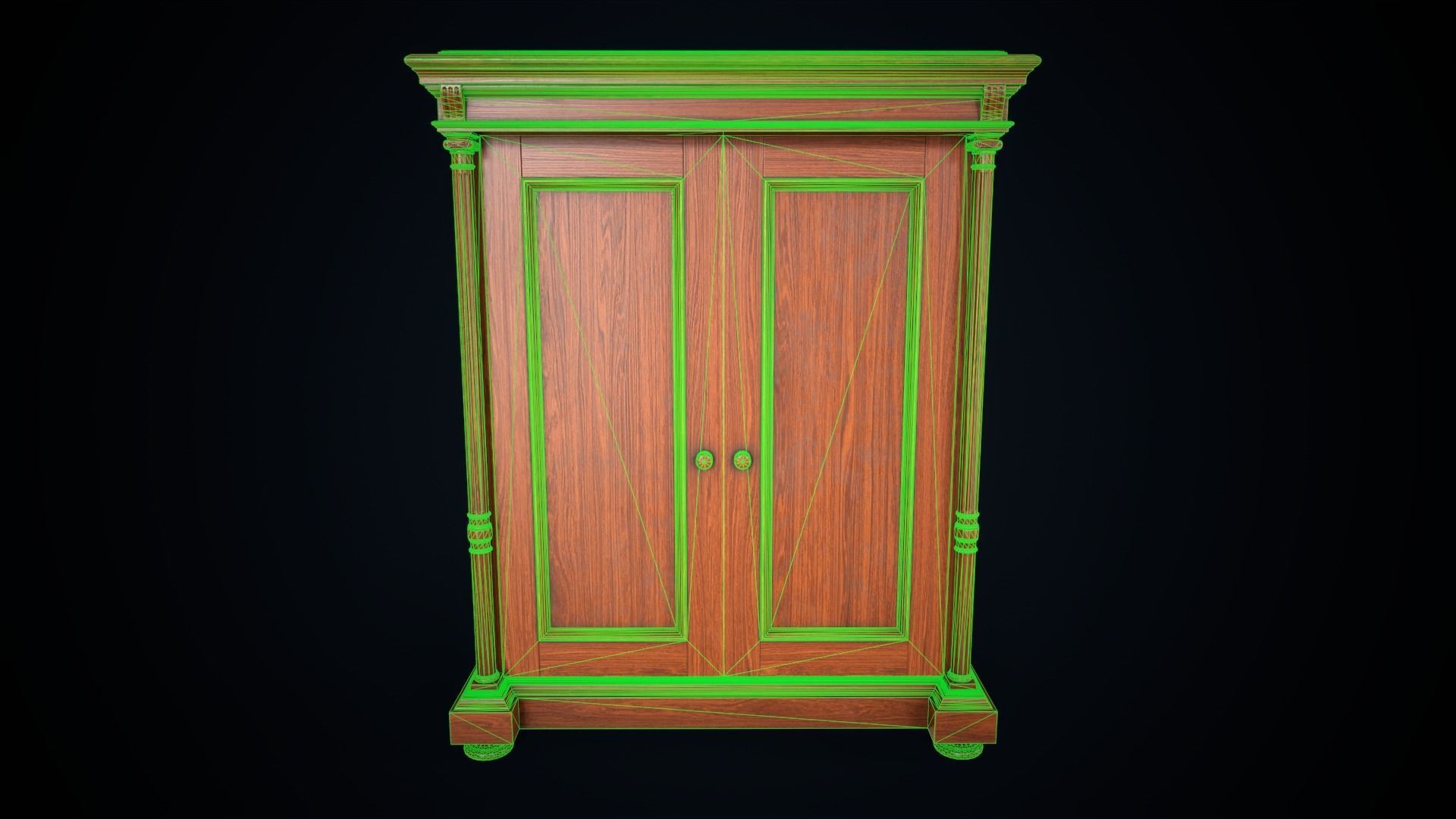 Vintage victorian wardrobe Low-poly 3D model_6