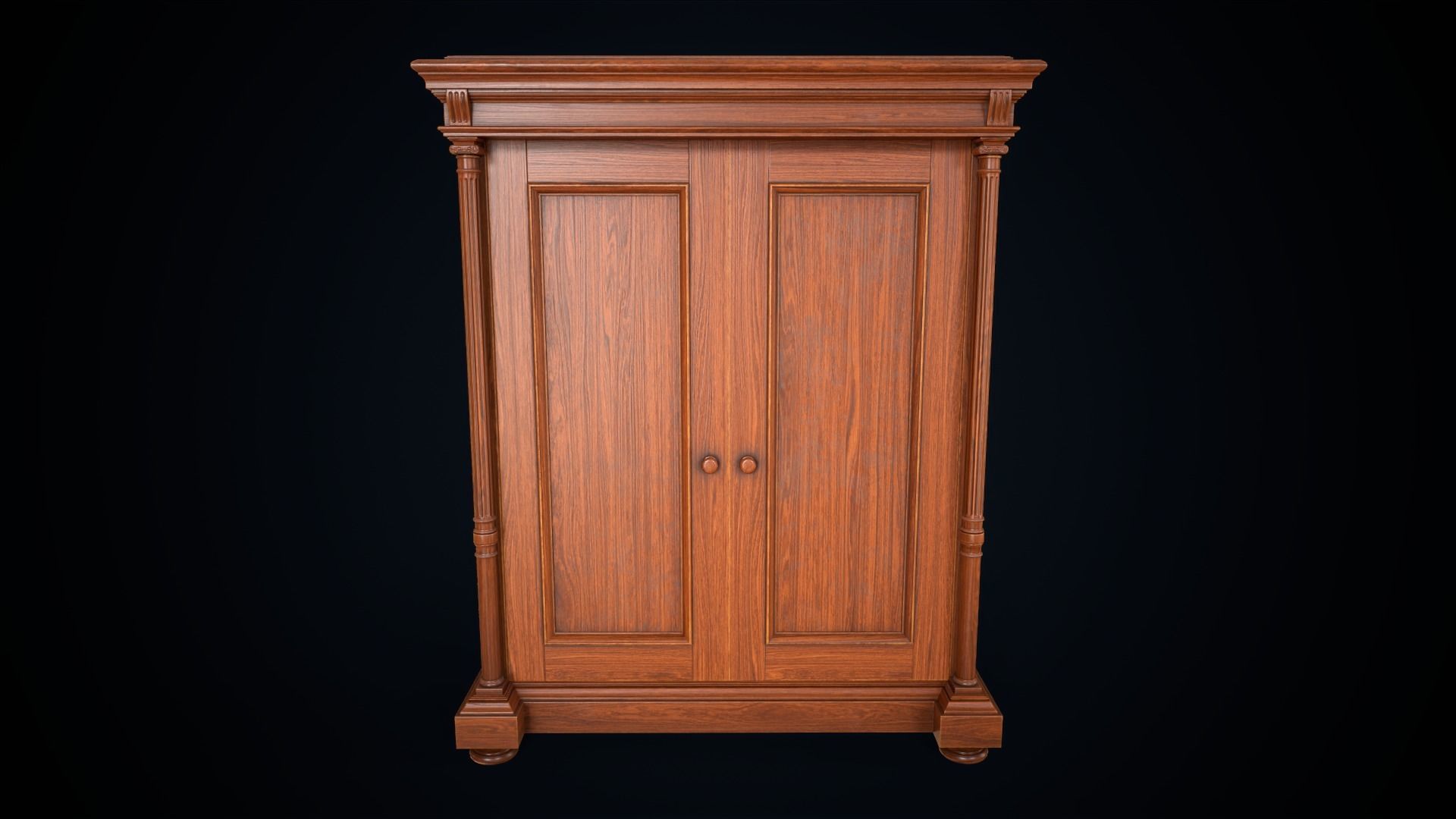 Vintage victorian wardrobe Low-poly 3D model_1