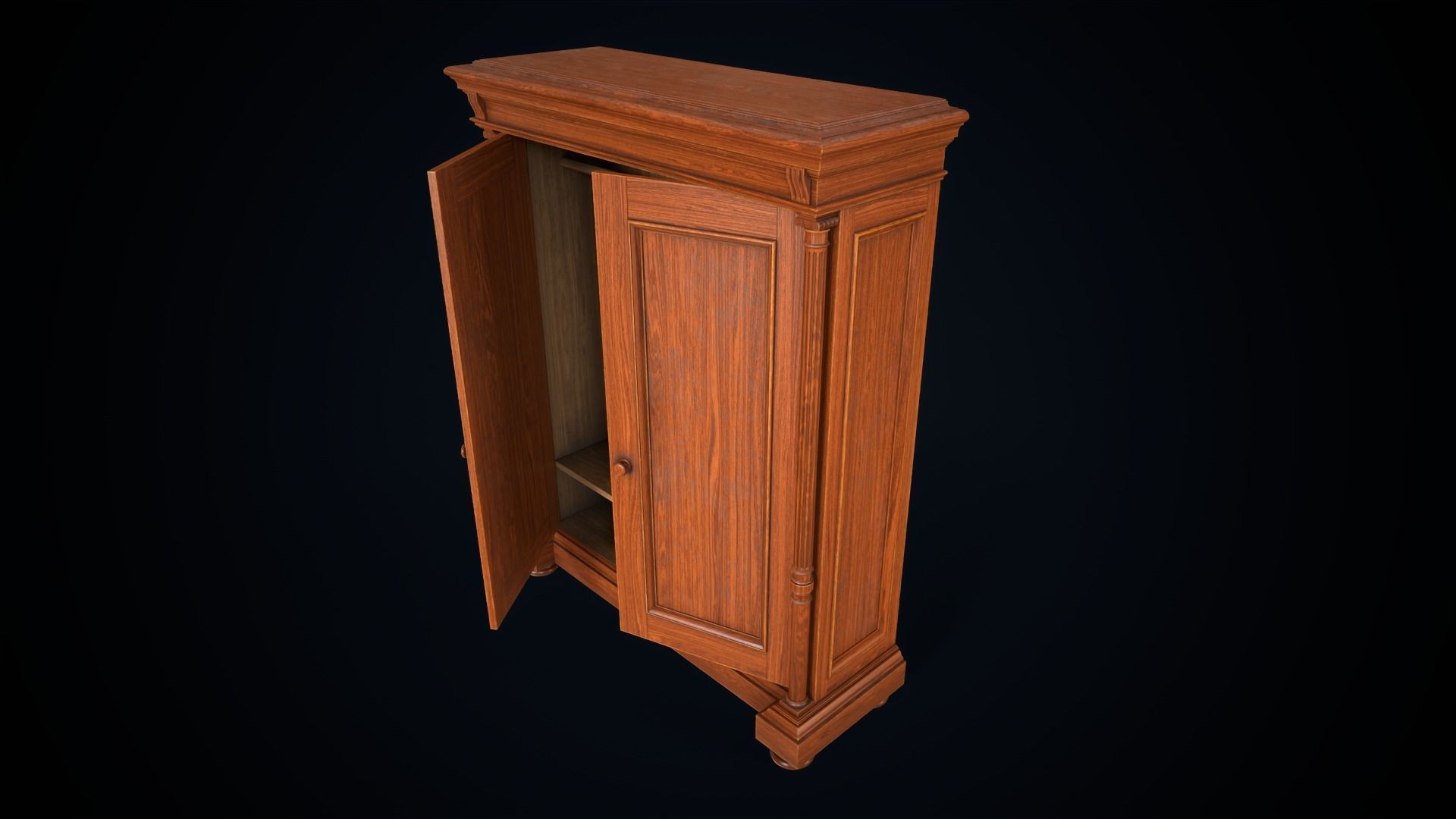 Vintage victorian wardrobe Low-poly 3D model_2