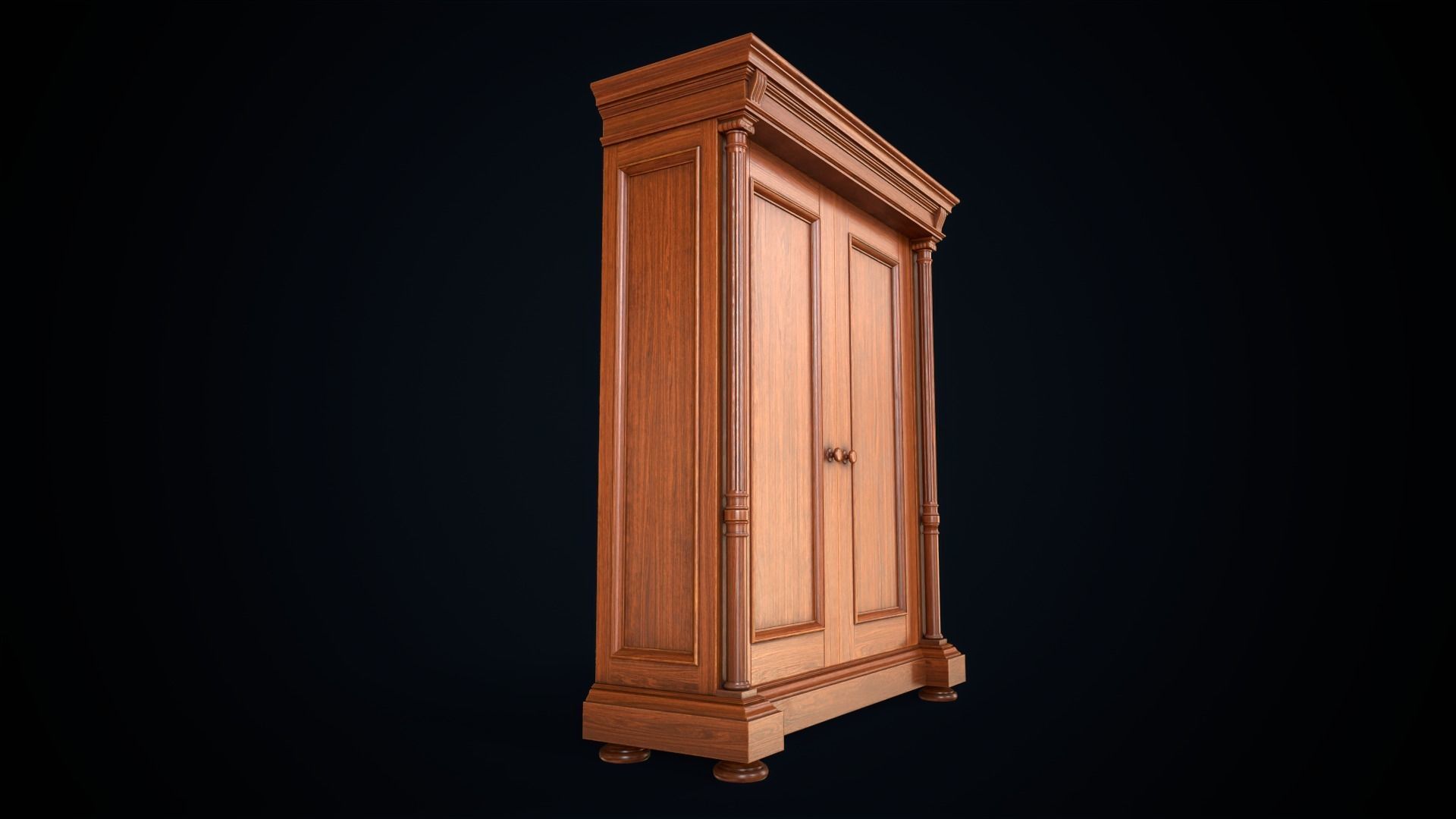 Vintage victorian wardrobe Low-poly 3D model_14