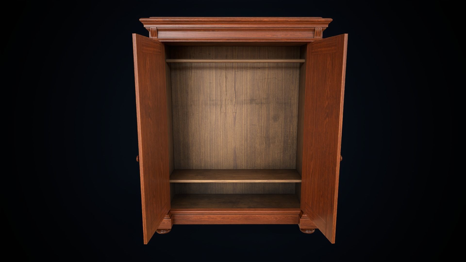 Vintage victorian wardrobe Low-poly 3D model_4