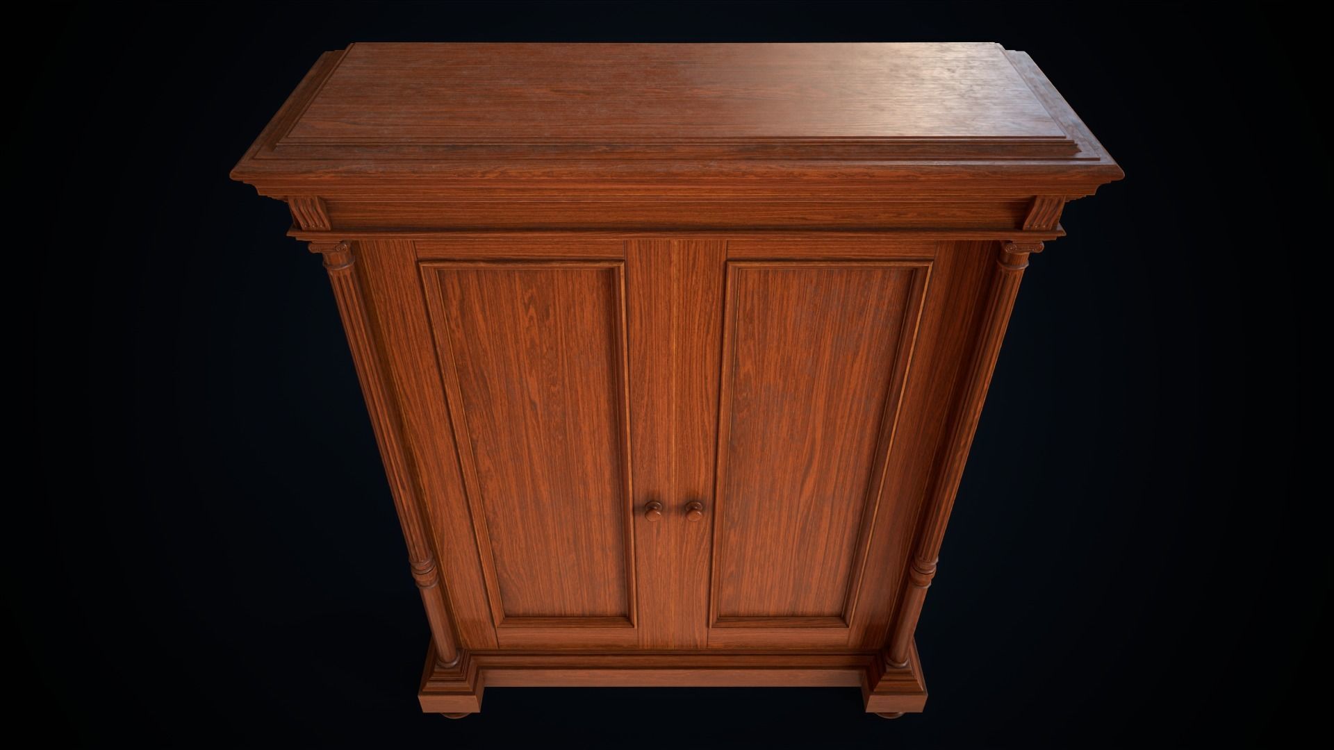 Vintage victorian wardrobe Low-poly 3D model_11
