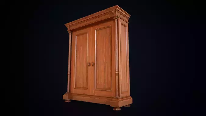 Vintage victorian wardrobe Low-poly 3D model