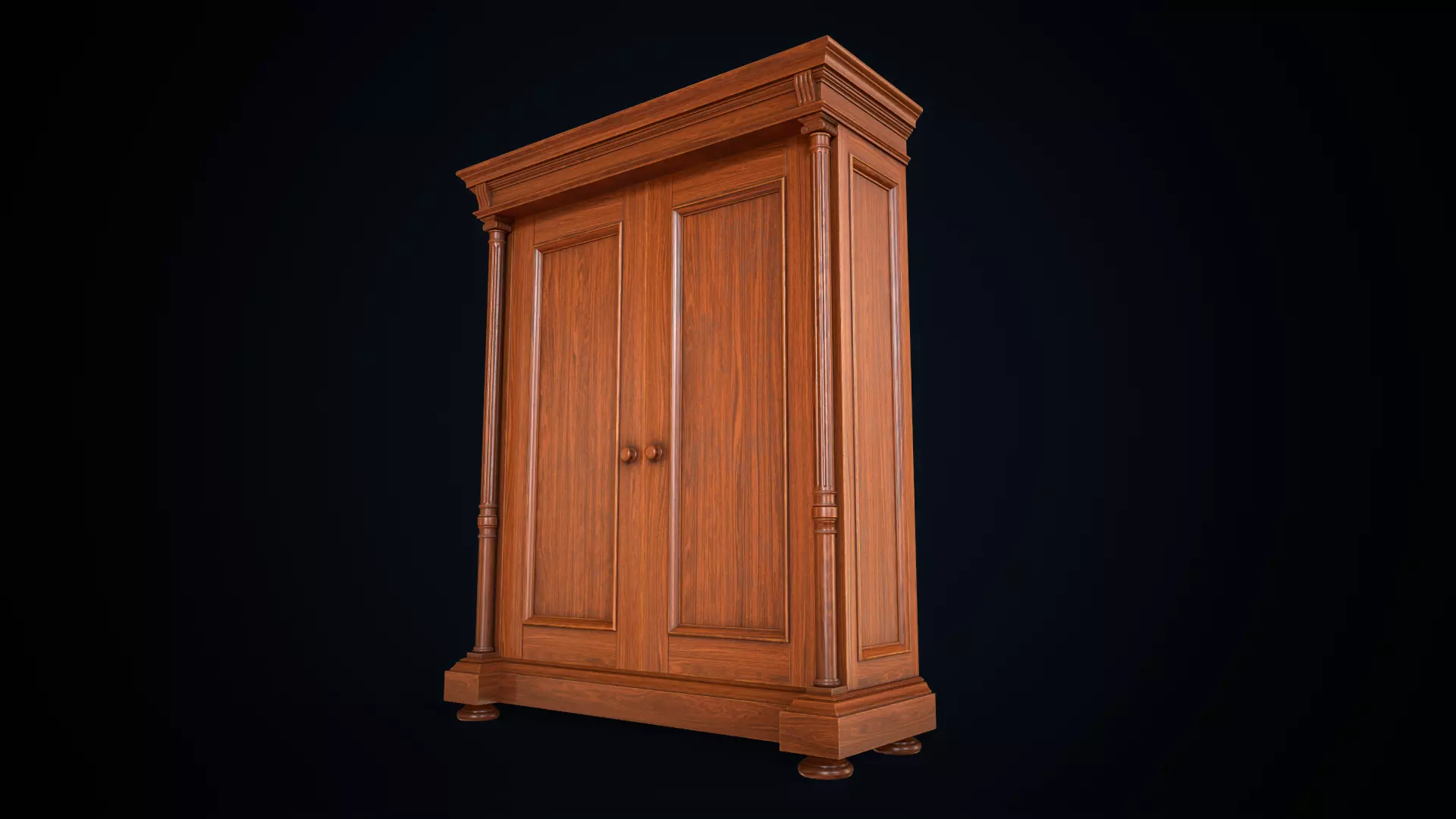 Vintage victorian wardrobe Low-poly 3D model_0