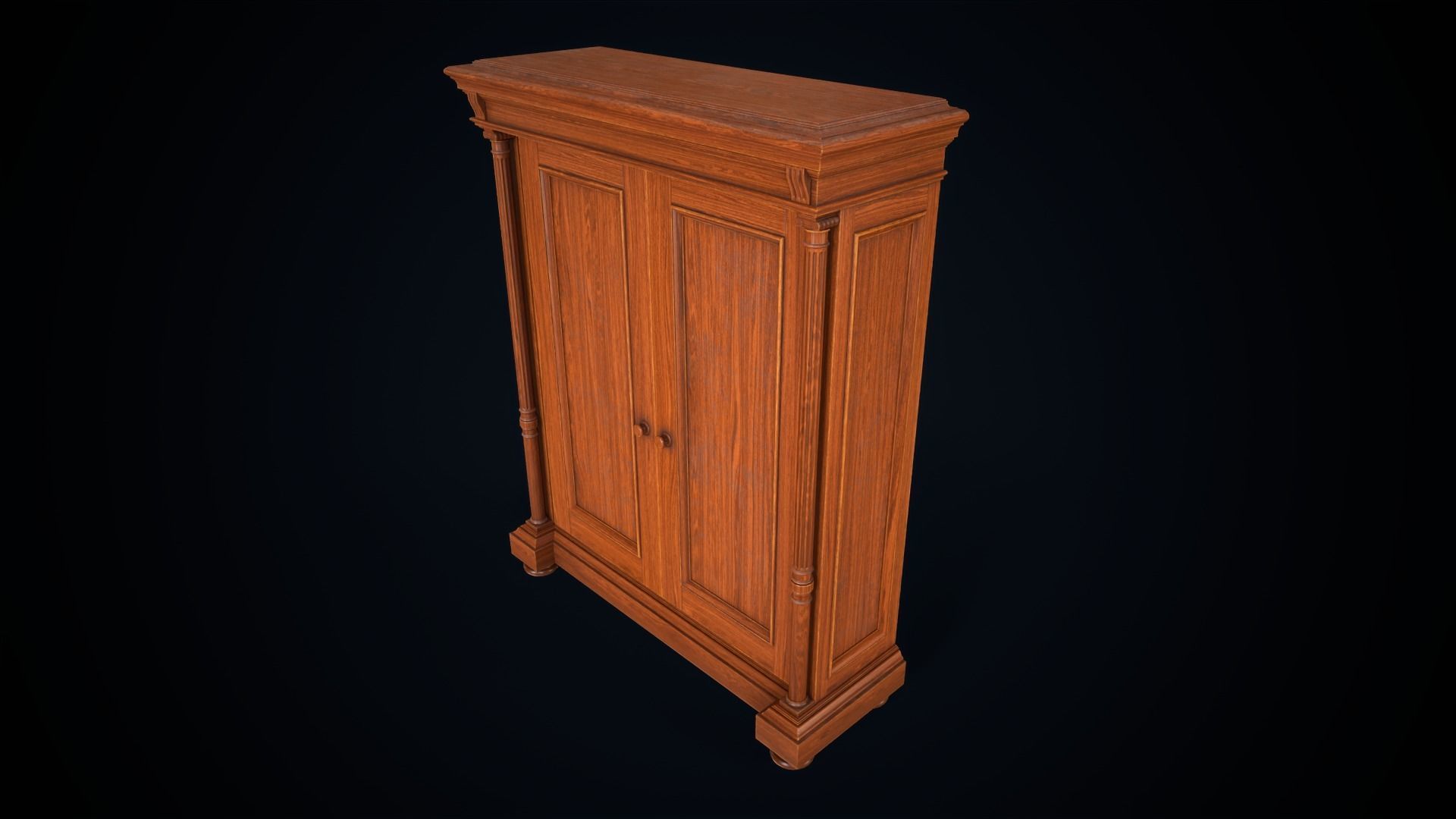 Vintage victorian wardrobe Low-poly 3D model_7