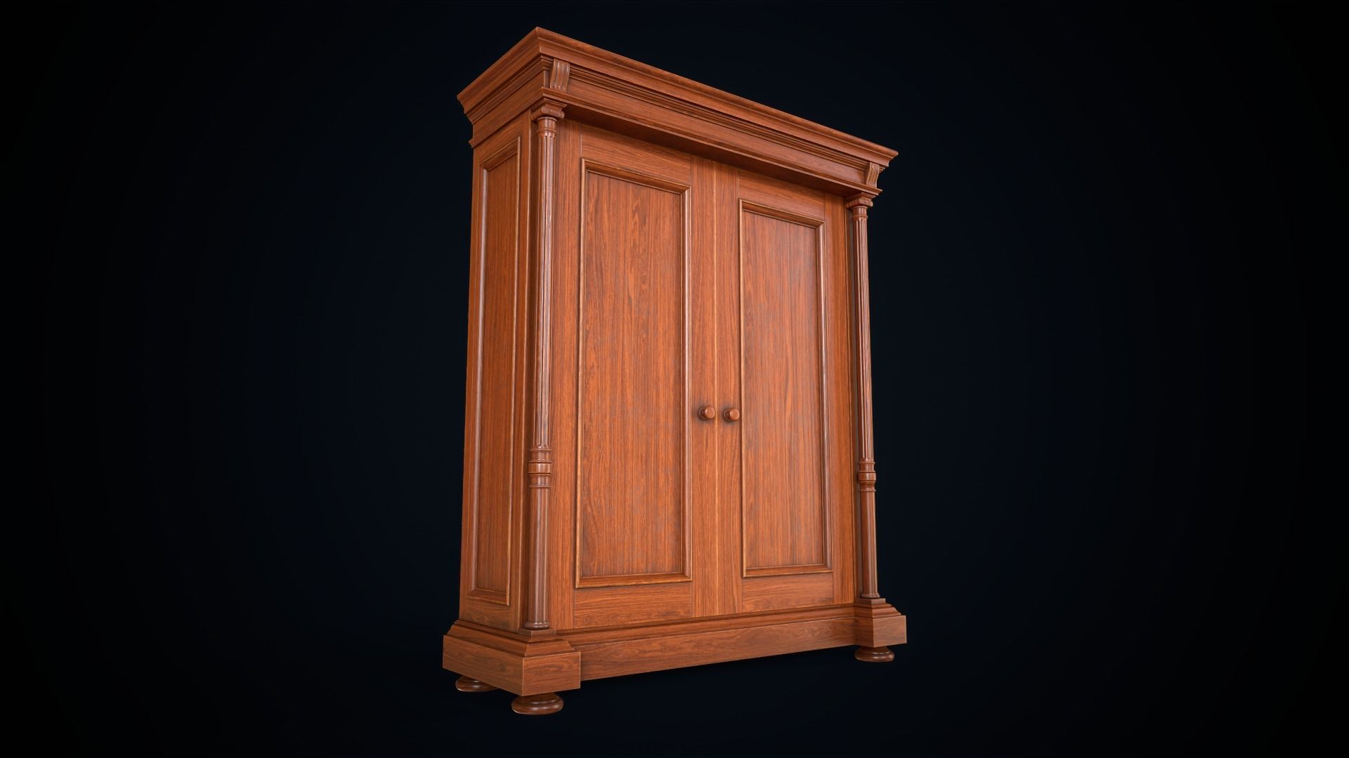 Vintage victorian wardrobe Low-poly 3D model_9