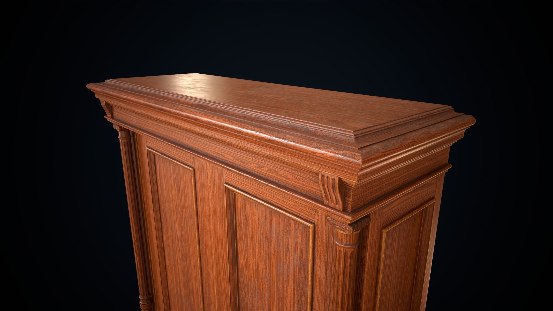 Vintage victorian wardrobe Low-poly 3D model_16